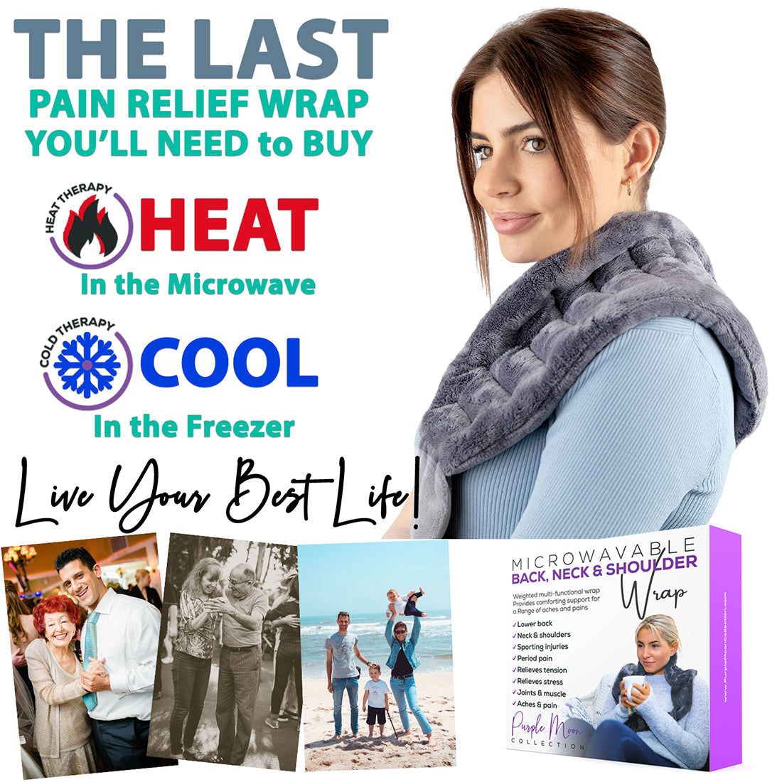 Microwavable Heat Wraps with Ties 3pk