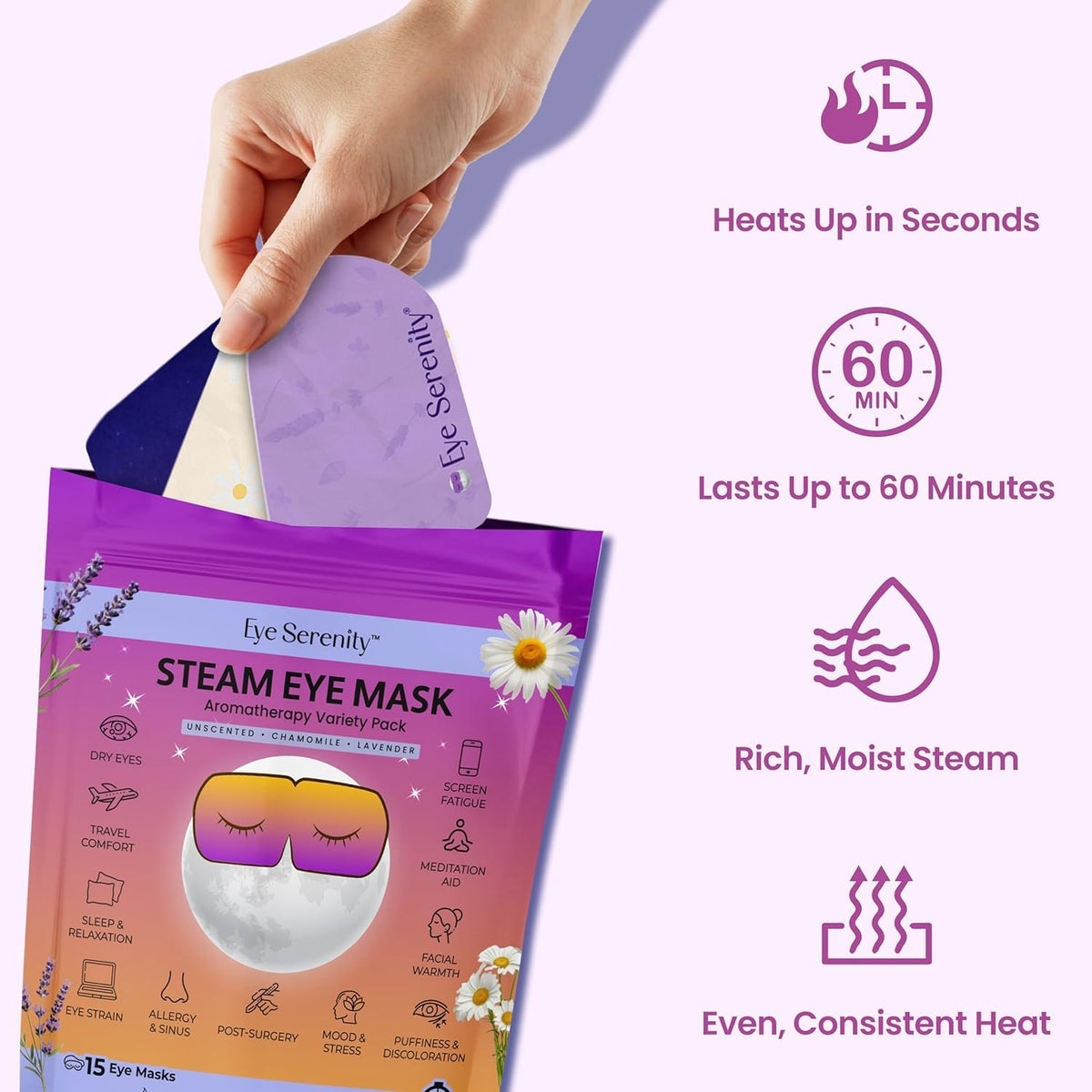 LidHaven® Steam - Self Heating Warm Compress for Dry, Tired Eyes | 30 Count