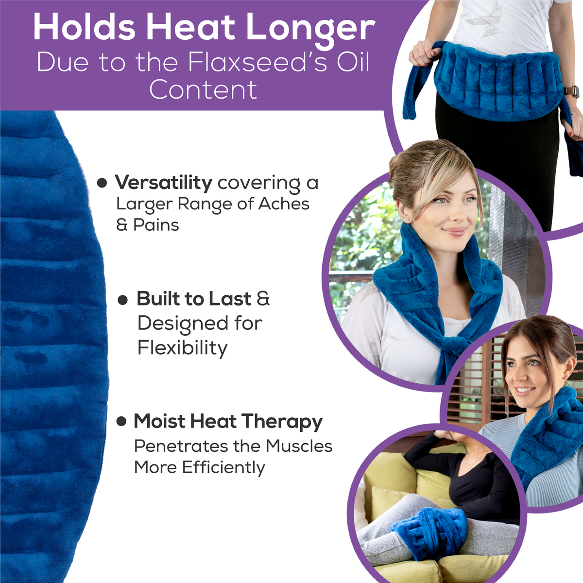 Microwavable Heat Wrap with Ties, Med Blue