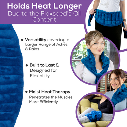 Microwavable Heat Wrap with Ties, Med Blue