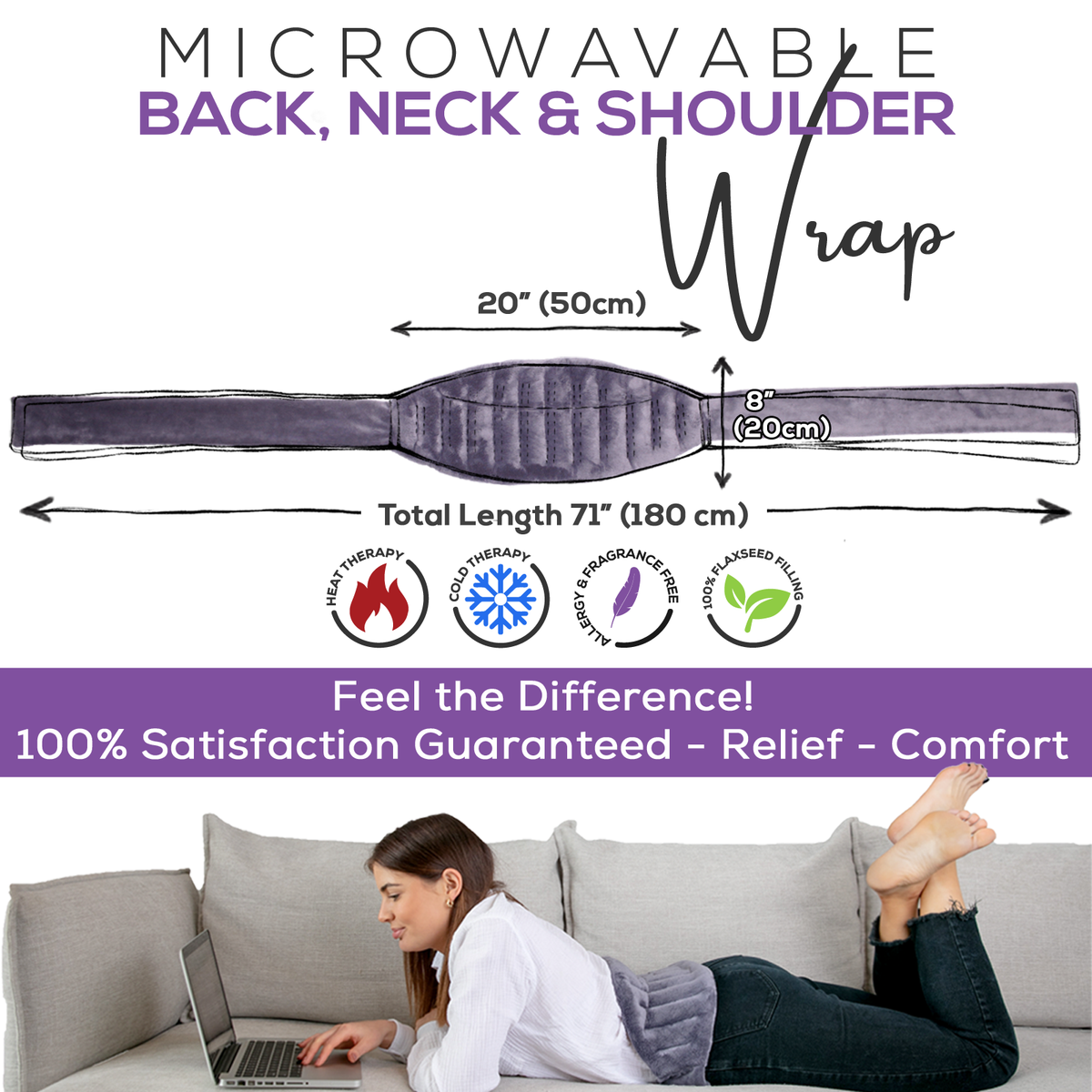 Microwavable Heat Pack with Ties - Med GREY