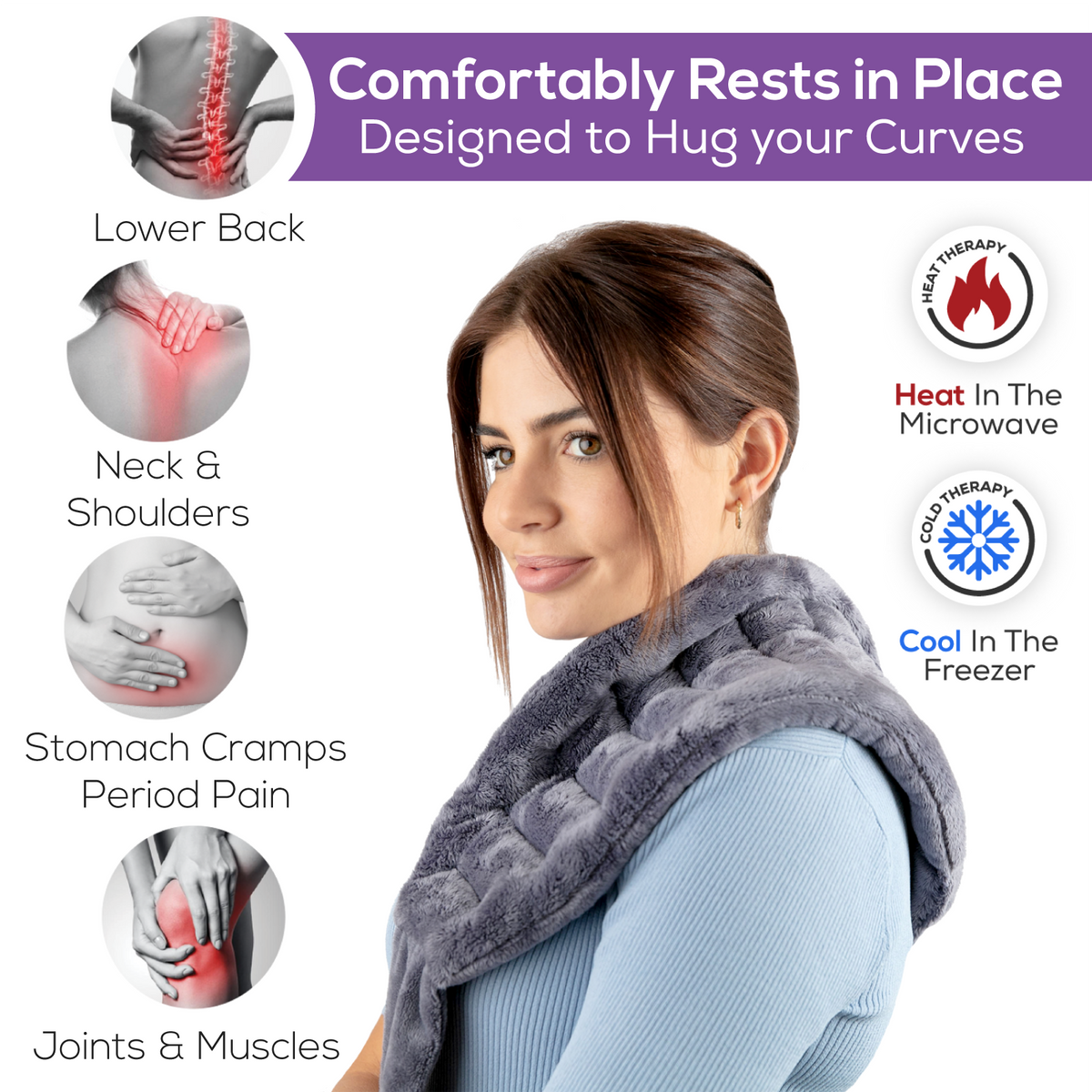 Microwavable Heat Pack with Ties - Med GREY