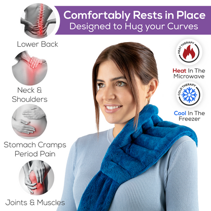 Microwavable Heat Wrap with Ties, Med Blue