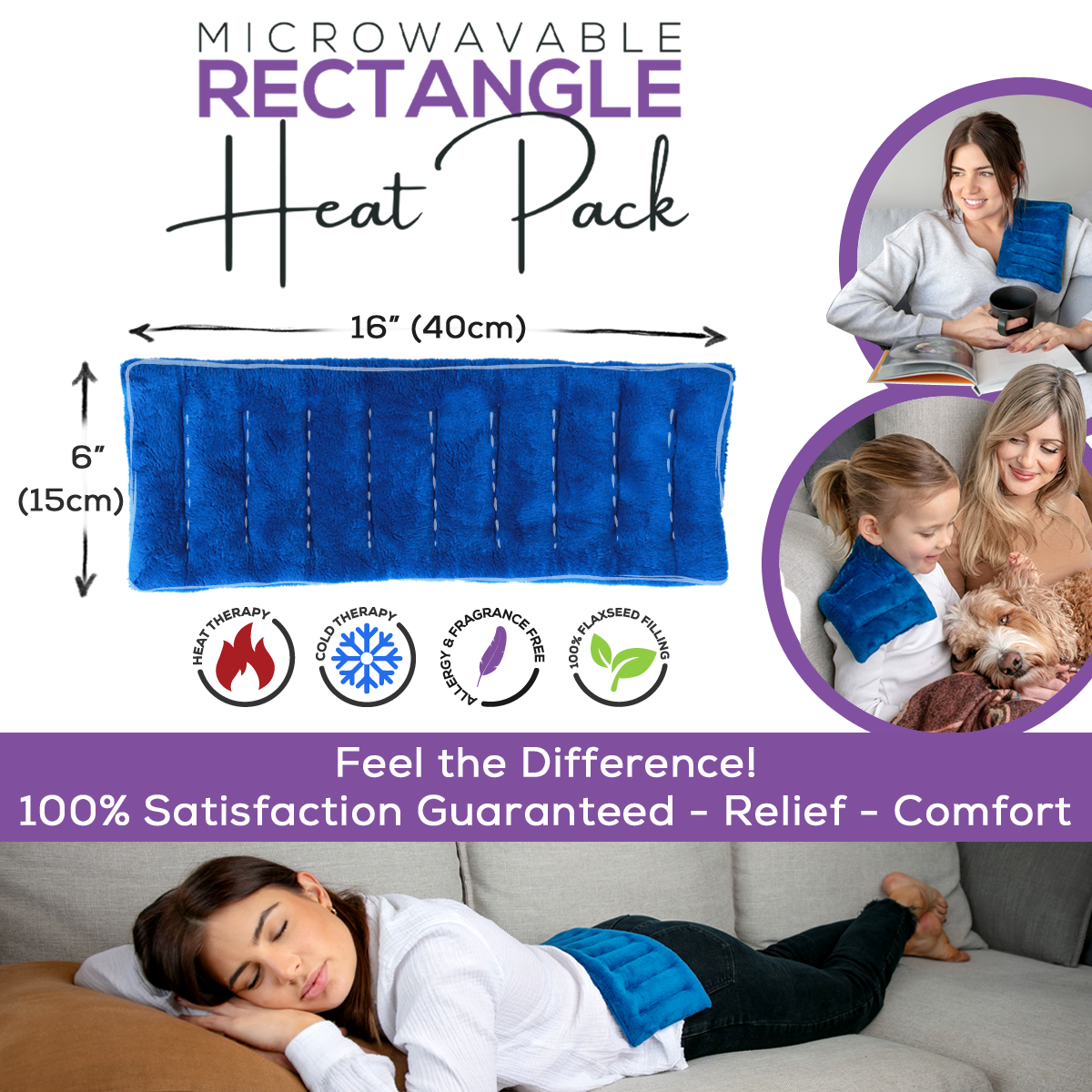 Rectangle Heat Pack 40x15cm - Blue