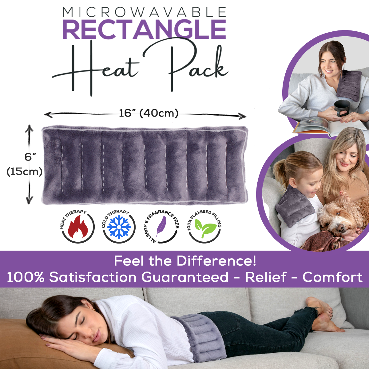 Rectangle Heat Pack 40x15cm - Grey