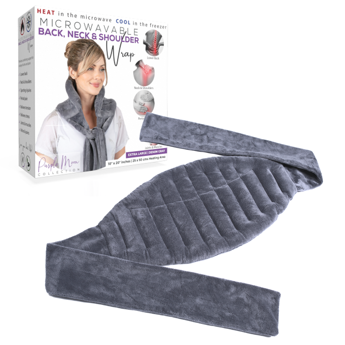 XL Microwavable Heat Pack with Ties - Grey