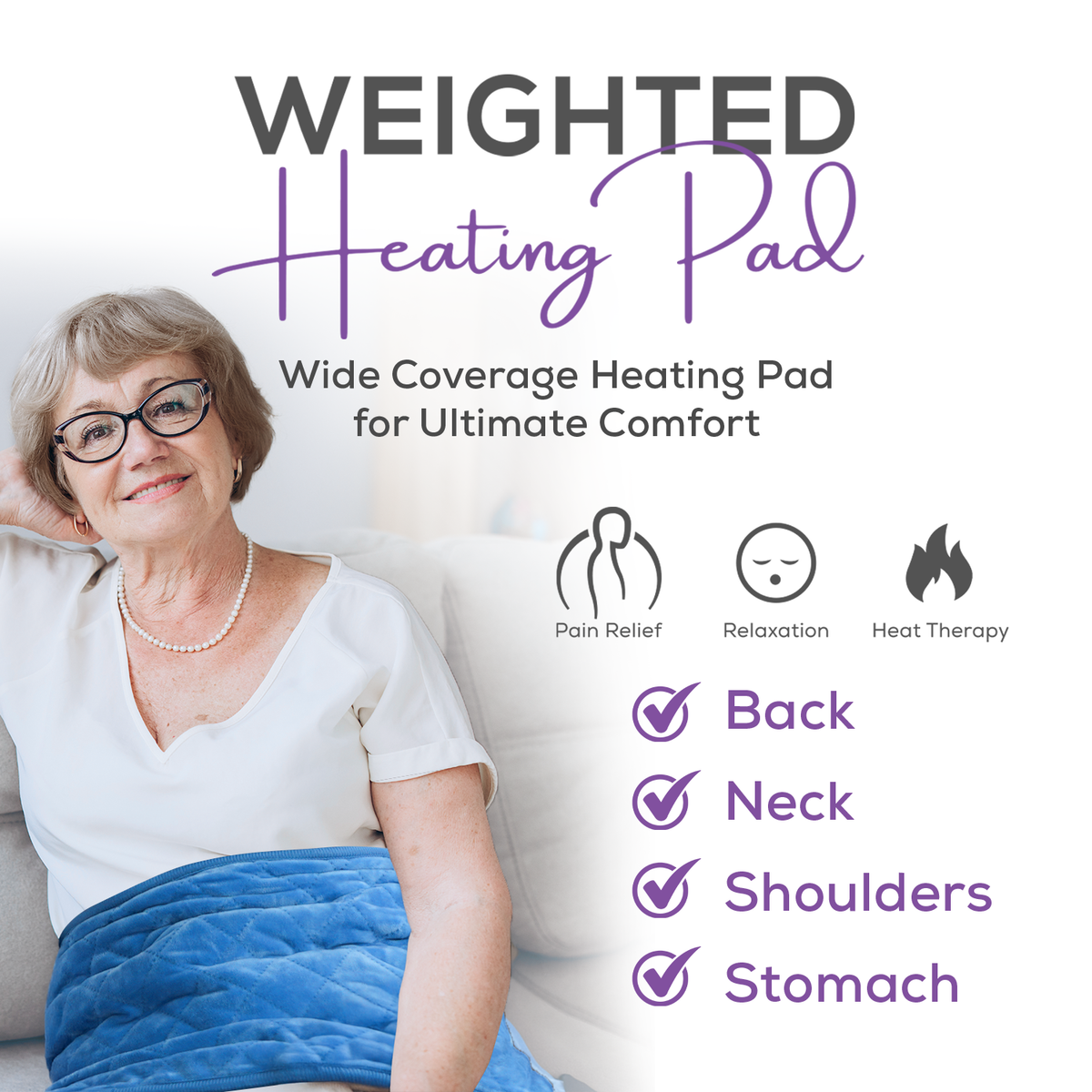 XL Electric Weighted Heating Pad - 5 Heat Settings & Adjustable Timer - 60x32cm