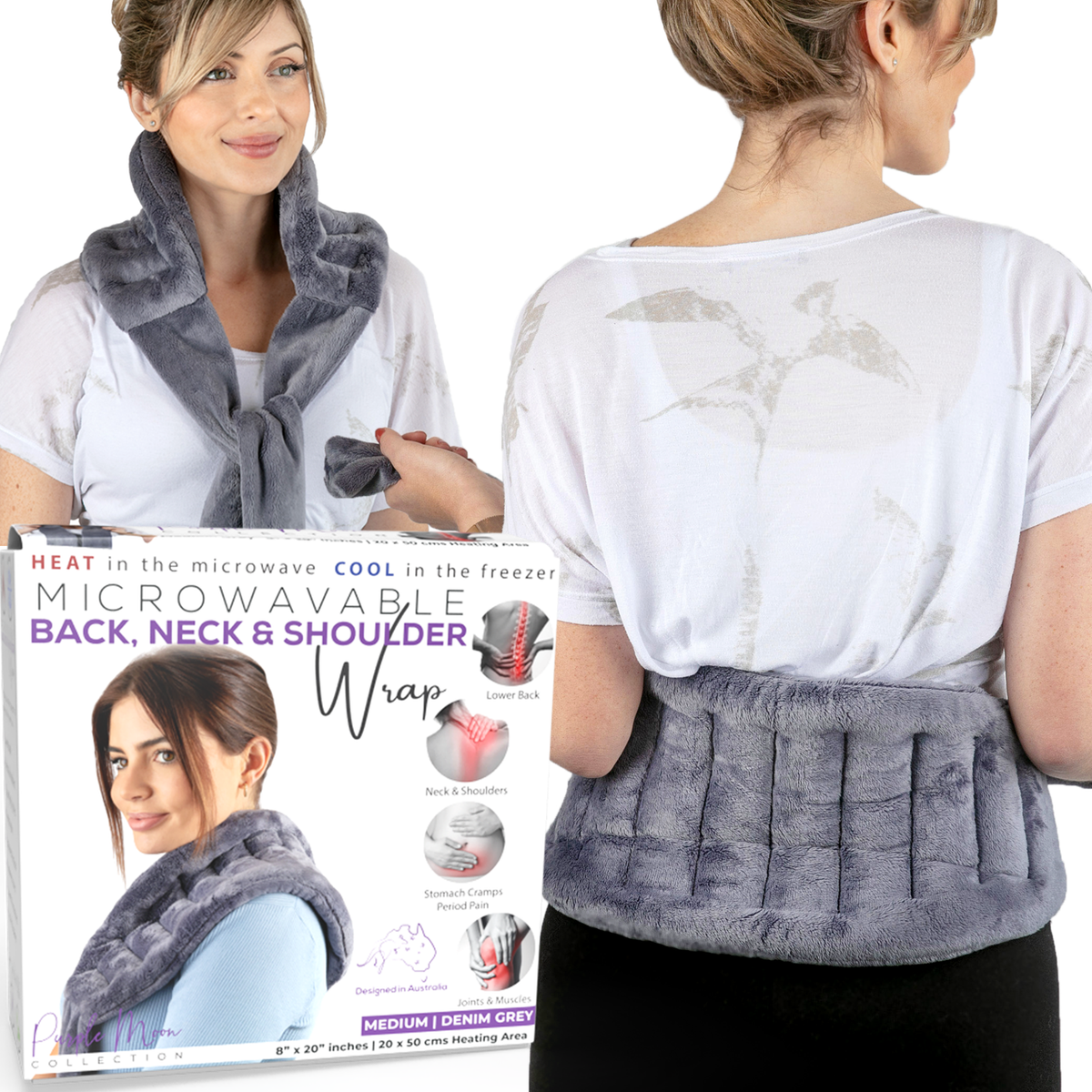 Microwavable Heat Pack with Ties - Med GREY